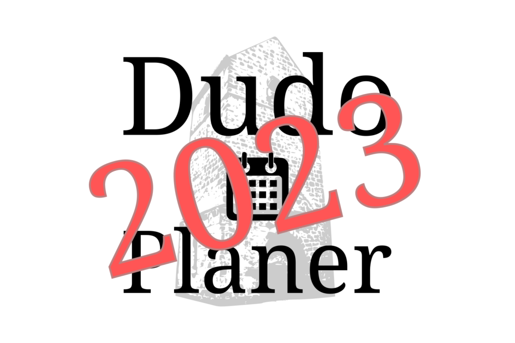 DudoPlaner Logo mit Roter Zahl 2023 quer drüber gelegt
