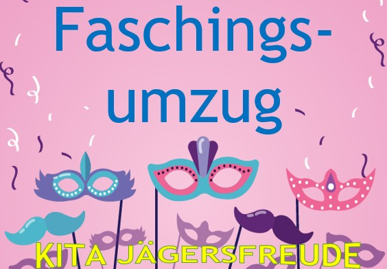 Lasst uns feiern und den Winter vertreiben! Faschingsumzug der KITA Jägersfreude. Die Kinder wollen den Winter vertreiben. Die Kita Jägersfreude wird an Fettendonnerstag einen kleinen Umzug machen und durch den Kirchweg laufen. Dazu gestalten die Kinder selbstgebastelte Fantasiekostüme und Krachmachinstrumente. Gerne ist die Nachbarschaft und weitere Jägersfreuder und Jägersfreuderinnen dazu eingeladen, den Kindern zuzusehen und zuzujubeln.